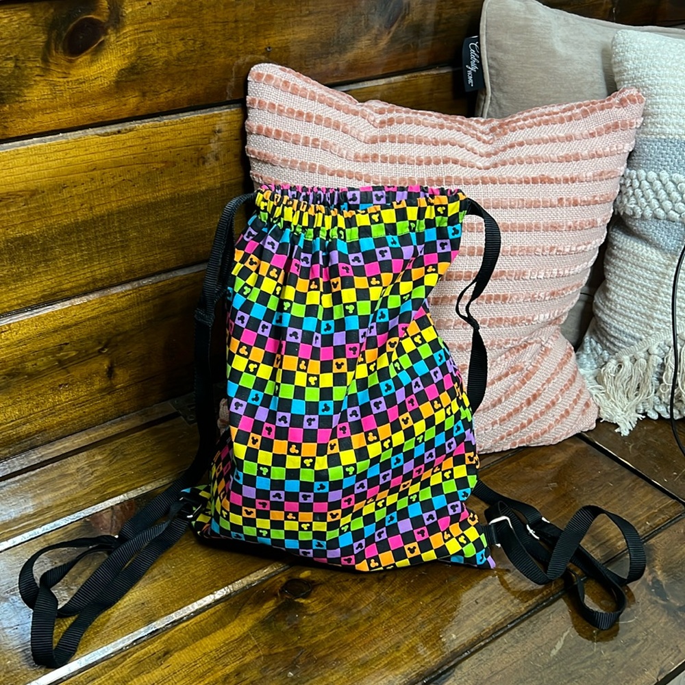 Disney Parks Rainbow Drawstring Mickey Mouse Backpack-‎ OS